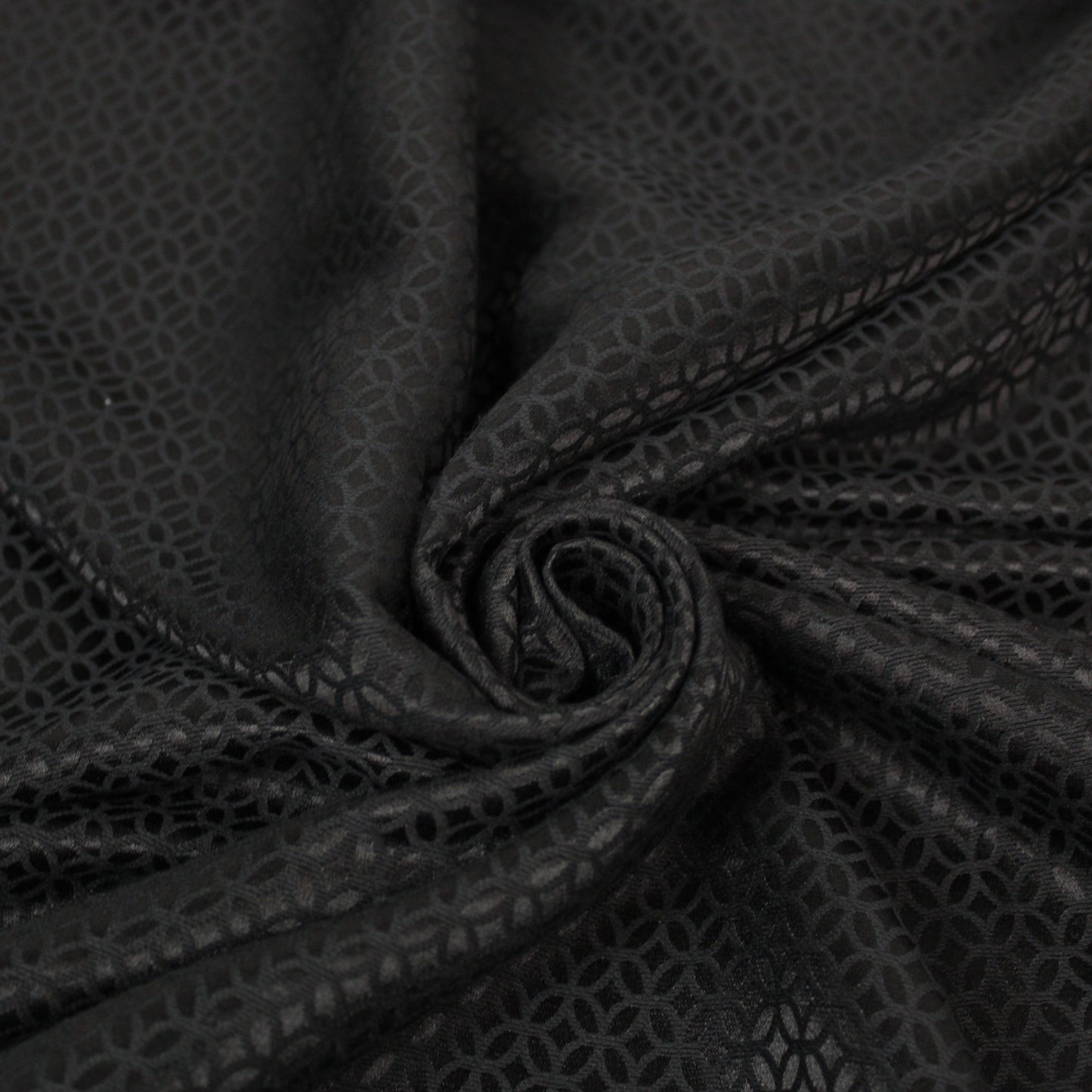 Tissu crêpe coton et soie - motif rosace - noir - photo 1/4 | So Tissus