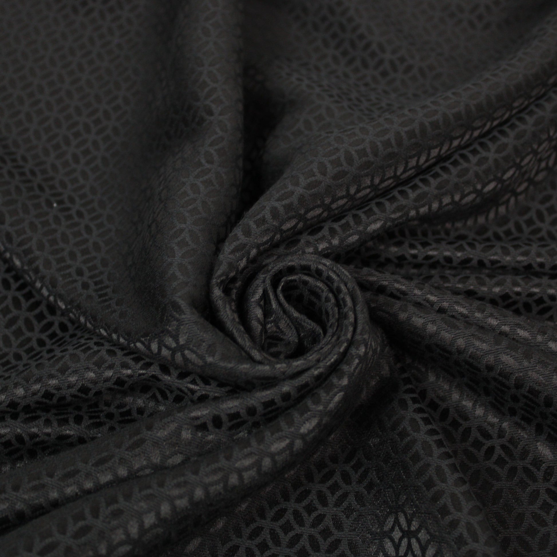 Tissu crêpe coton et soie - motif rosace - noir - photo 1/4 | So Tissus