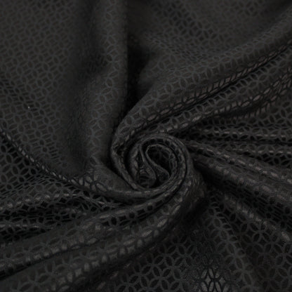 Tissu crêpe coton et soie - motif rosace - noir - photo 1/4 | So Tissus