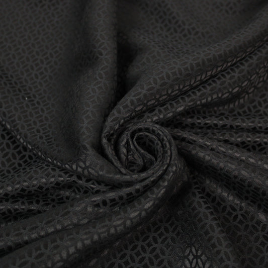 Tissu crêpe coton et soie - motif rosace - noir - photo 1/4 | So Tissus