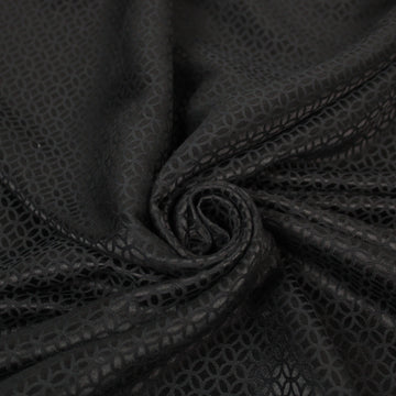 Tissu crêpe coton et soie - motif rosace - noir