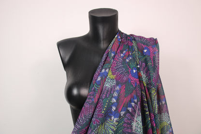 Tissu crêpon georgette  - imprimé paons - multicolore - photo 3/6 | So Tissus