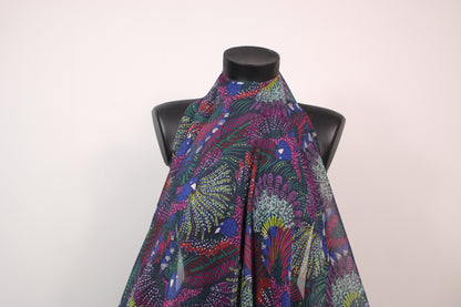 Tissu crêpon georgette  - imprimé paons - multicolore - photo 4/6 | So Tissus