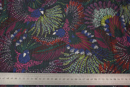 Tissu crêpon georgette  - imprimé paons - multicolore - photo 5/6 | So Tissus