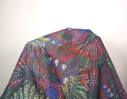 Tissu crêpon georgette  - imprimé paons - multicolore - photo 6/6 | So Tissus