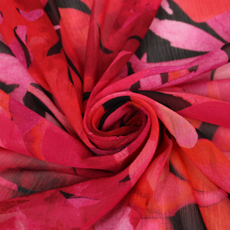 Tissu crêpon georgette  - imprimé grandes fleurs