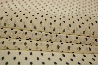 Tissu crêpon georgette  - à pois - écru et noir - photo 2/6 | So Tissus