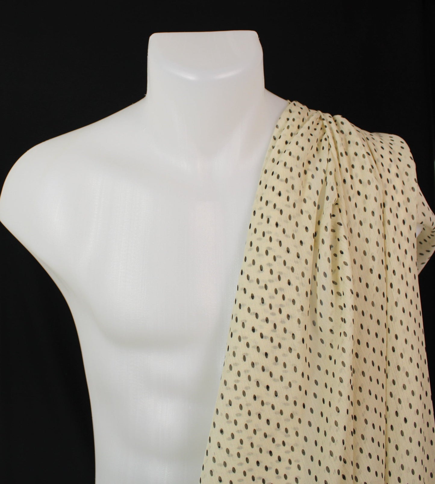 Tissu crêpon georgette  - à pois - écru et noir - photo 3/6 | So Tissus