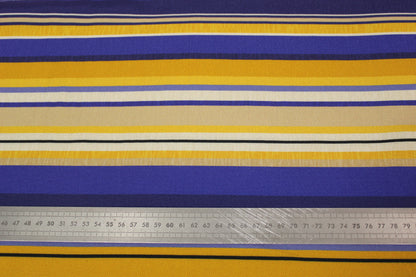 Tissu crêpe viscose - à rayures - beige, moutarde et bleu - photo 5/5 | So Tissus