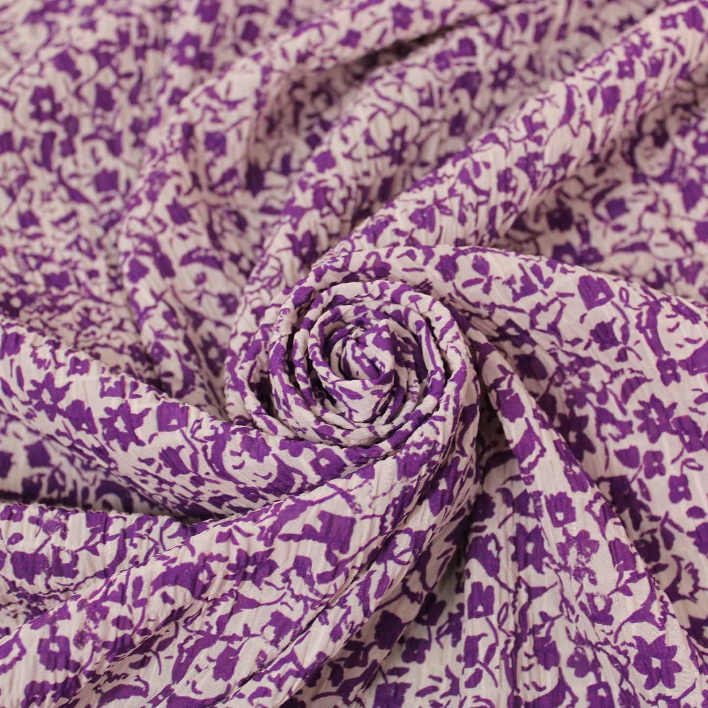 Tissu crêpon - petite fleurs - violet et blanc - photo 1/5 | So Tissus