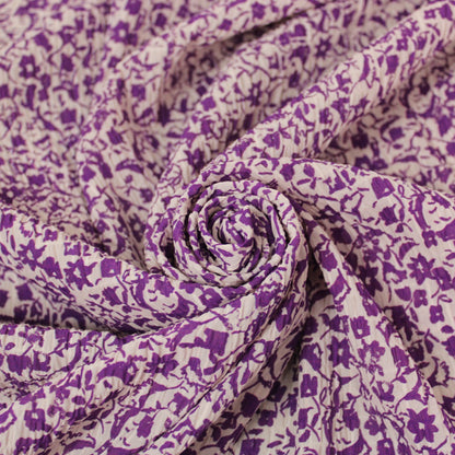Tissu crêpon - petite fleurs - violet et blanc - photo 1/5 | So Tissus