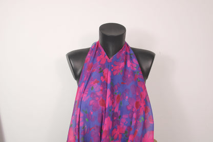 Tissu crêpon georgette  - fleurs tacheté - fuchsia et violet - photo 4/6 | So Tissus