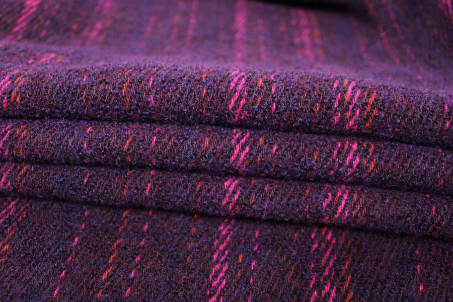 Tissu lainage duveteux - légère rayures - ton violet