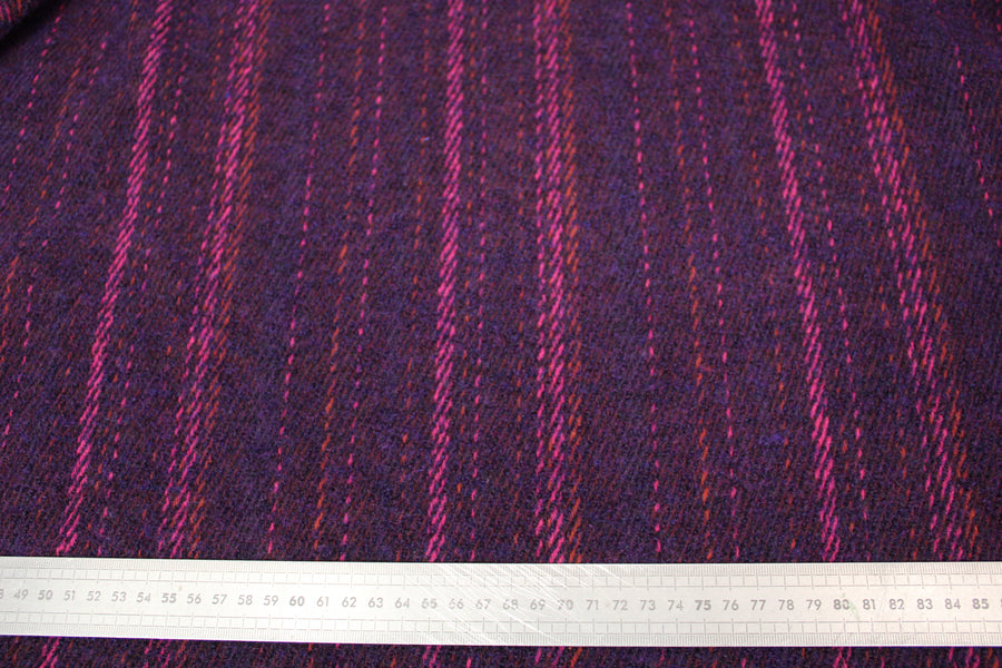 Tissu lainage duveteux - légère rayures - ton violet