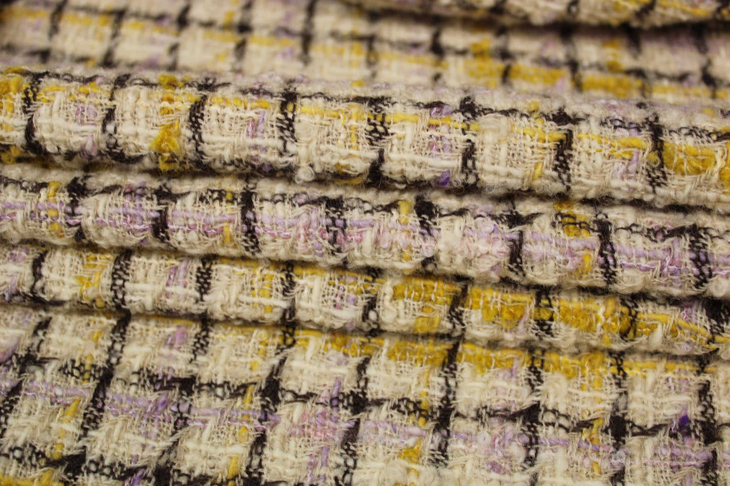 Tissu tweed de laine - à carreaux - ton écru - photo 2/5 | So Tissus