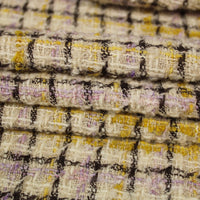 Tissu Tweed Frederick Thomas – Marron Clair/beige à Carreaux Bleus – 100% Laine