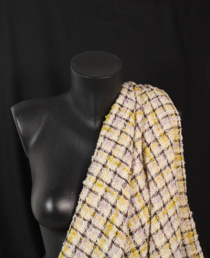 Tissu tweed de laine - à carreaux - ton écru - photo 3/5 | So Tissus