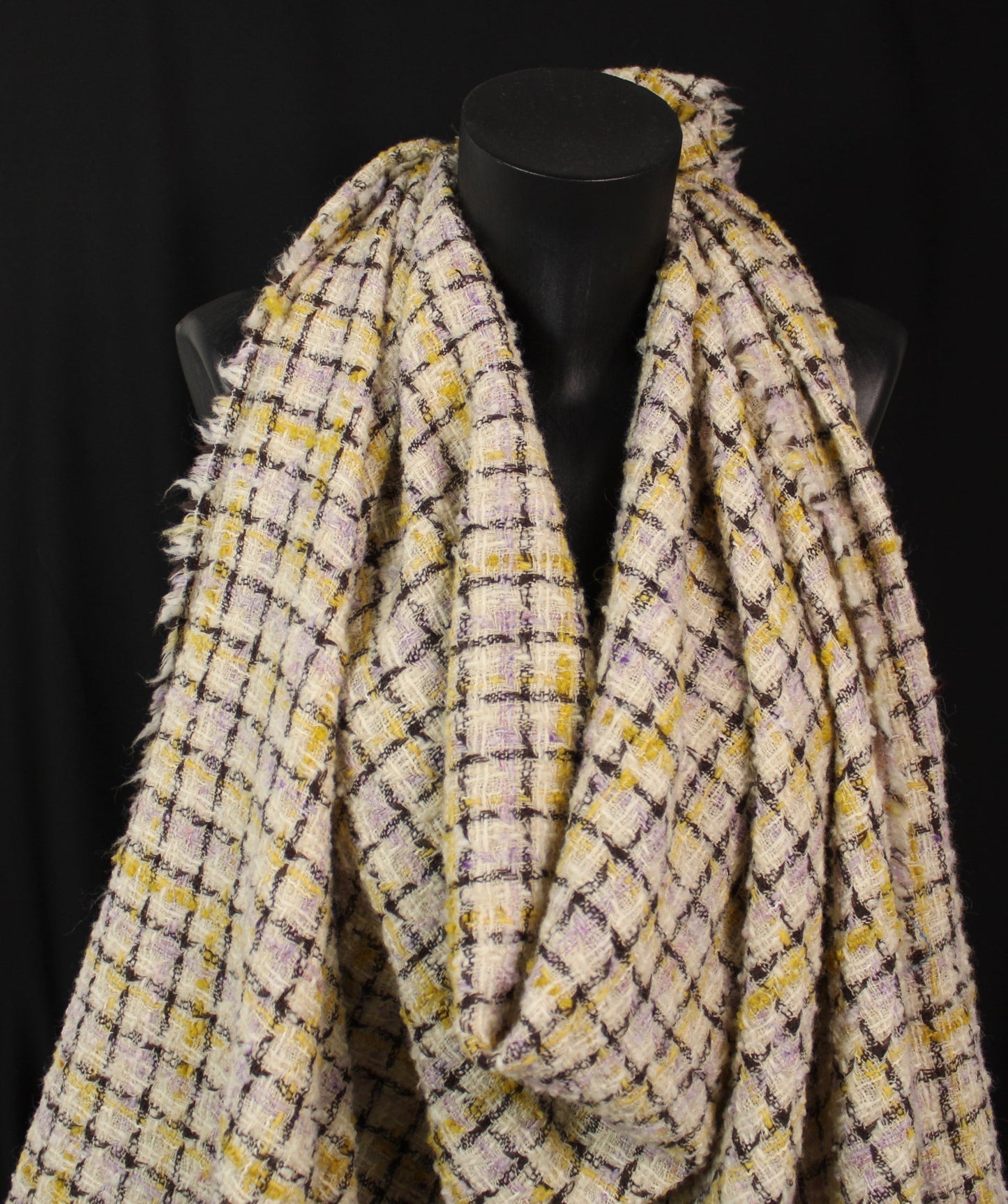 Tissu tweed de laine - à carreaux - ton écru - photo 5/5 | So Tissus