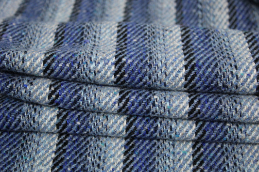 Tissu lainage - à rayures - ton bleu - photo 2/5 | So Tissus
