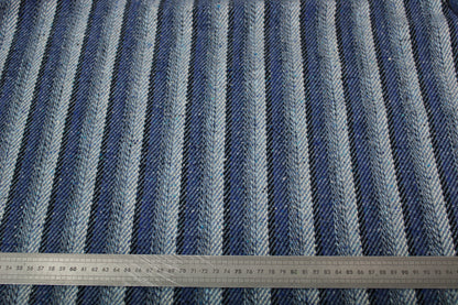 Tissu lainage - à rayures - ton bleu - photo 5/5 | So Tissus