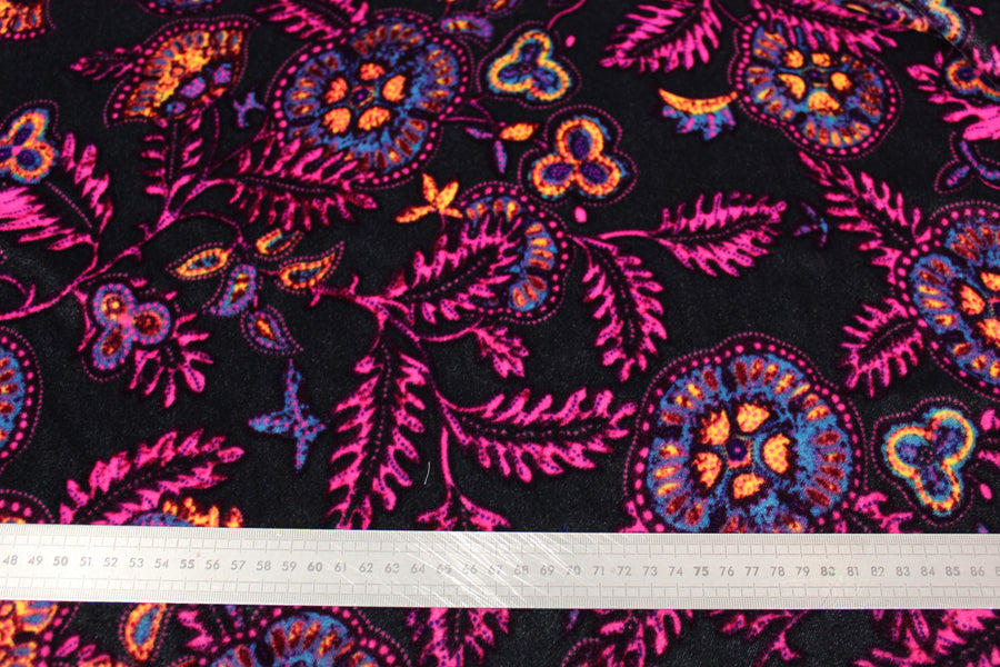 Tissu velours viscose - imprimé fleur cachemire