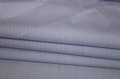 Tissu popeline de coton stretch - à rayures - blanc et bleu - photo 2/5 | So Tissus