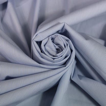 Tissu popeline de coton stretch - à rayures - blanc et bleu - photo 1/5 | So Tissus
