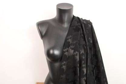 Tissu jacquard - imprimé pied de poule ton sur ton - noir - photo 3/5 | So Tissus