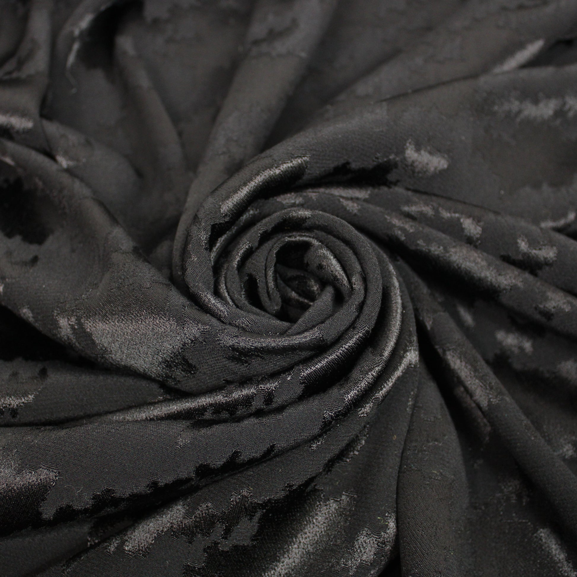 Tissu jacquard - imprimé pied de poule ton sur ton - noir - photo 1/5 | So Tissus