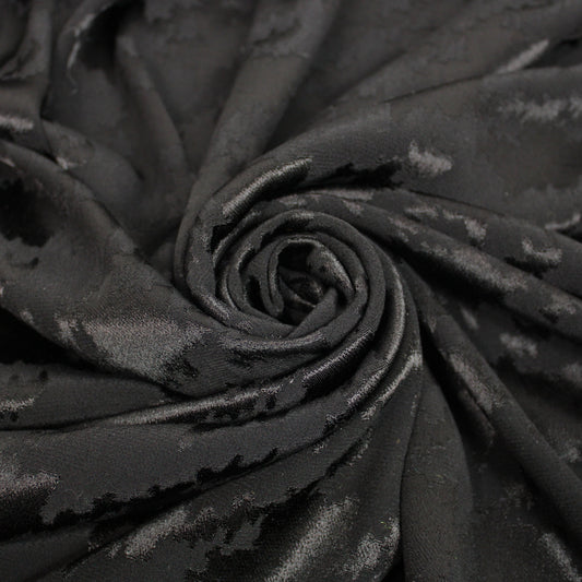 Tissu jacquard - imprimé pied de poule ton sur ton - noir - photo 1/5 | So Tissus