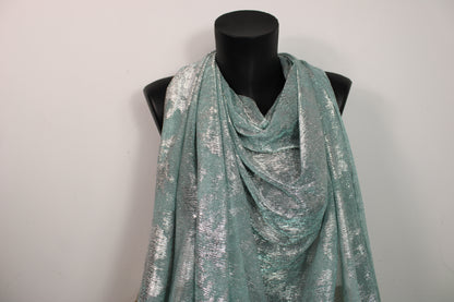 Tissu maille lurex - bleu ciel et argenté - photo 4/6 | So Tissus