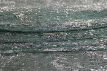 Tissu maille lurex - bleu ciel et argenté - photo 2/6 | So Tissus