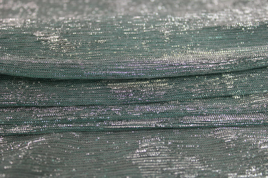 Tissu maille lurex - bleu ciel et argenté - photo 2/6 | So Tissus