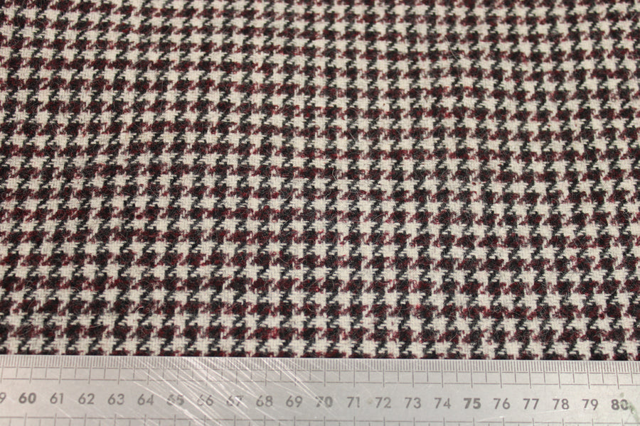 Tissu drap de laine double face - ton ecru et bordeaux