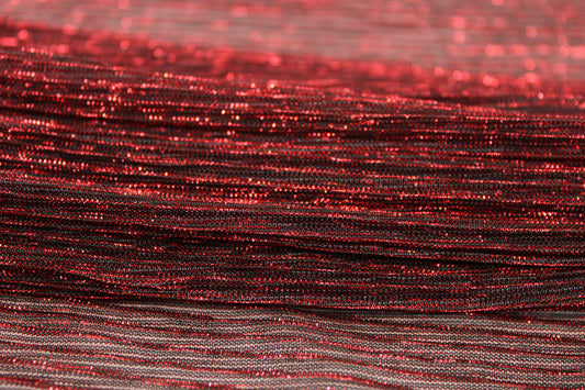 Tissu maille lurex - noir et rouge brillant - photo 2/5 | So Tissus