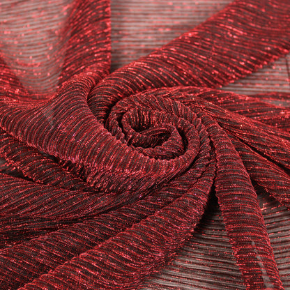 Tissu maille lurex - noir et rouge brillant - photo 1/5 | So Tissus