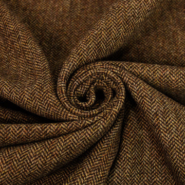 Tissu flanelle de laine - chevron - ton marron