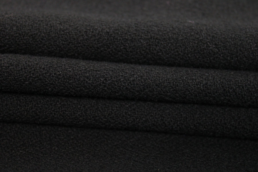 Tissu drap de laine gratté - noir
