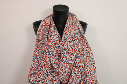 Tissu crêpe de chine 100% soie - imprimé tachetés - blanc, rouge, noir et bleu - photo 4/5 | So Tissus