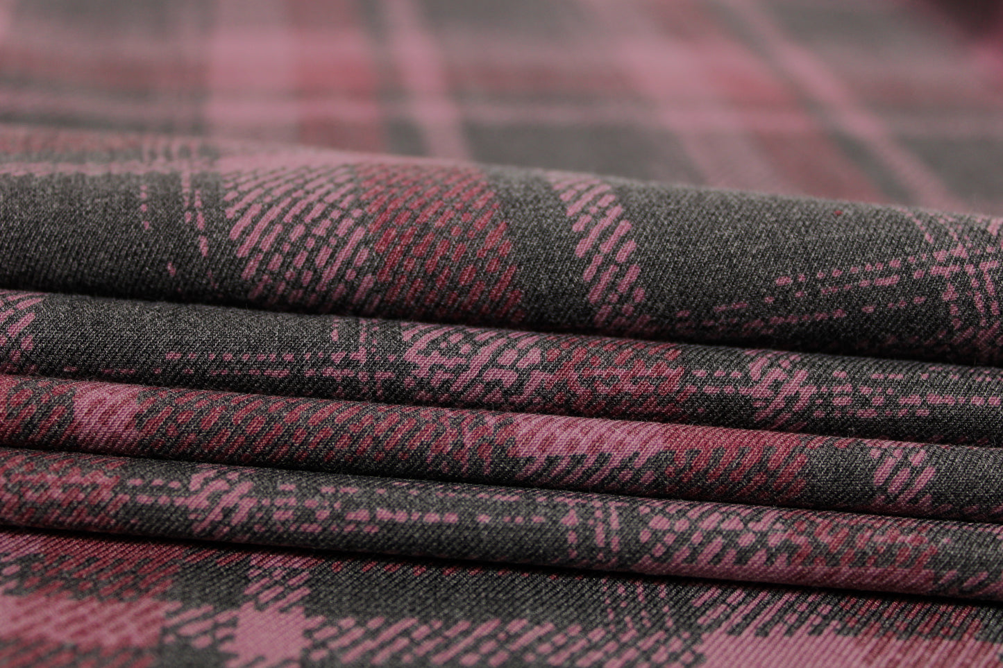 Tissu toile de coton - à carreaux - rose et noir - photo 2/5 | So Tissus
