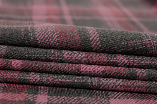 Tissu toile de coton - à carreaux - rose et noir - photo 2/5 | So Tissus