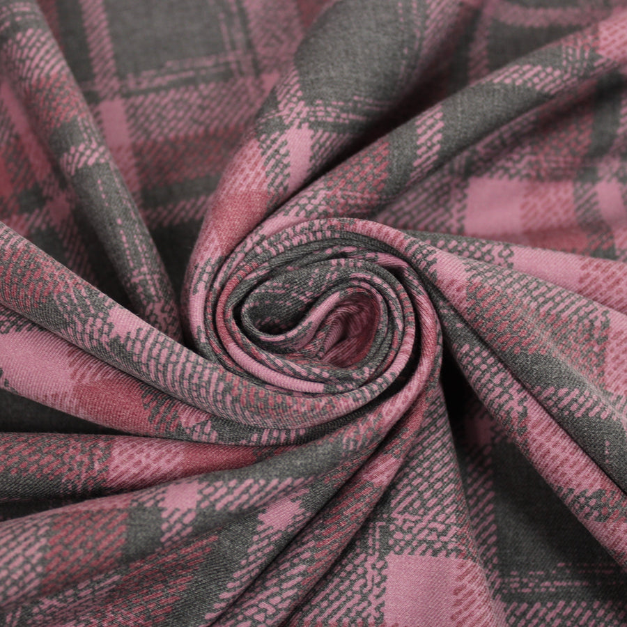 Tissu toile de coton - à carreaux - rose et noir