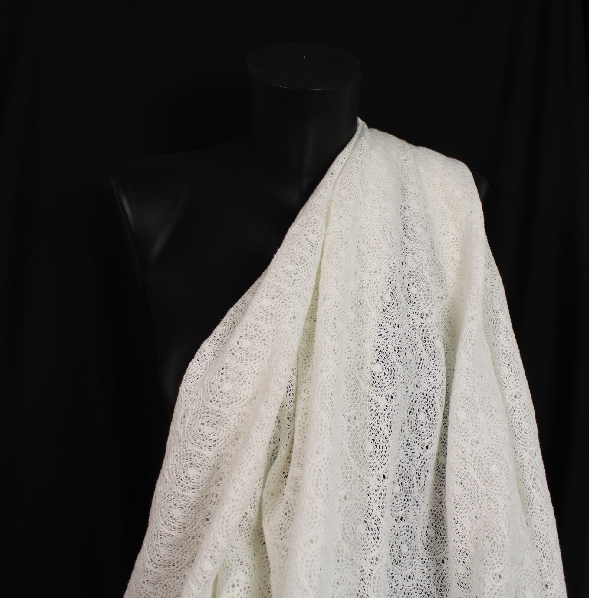 Tissu guipure motif circulaire - blanc - photo 3/4 | So Tissus