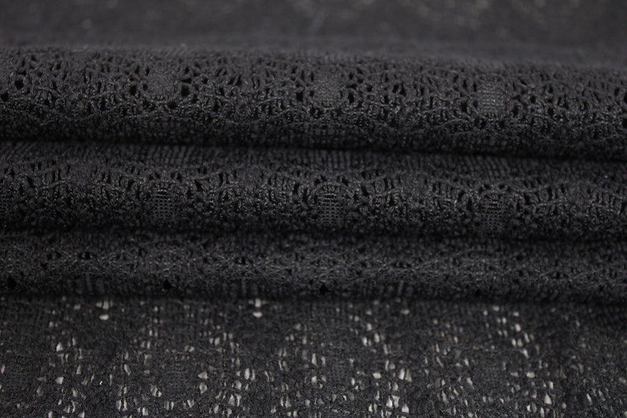 Tissu guipure motif circulaire - noir