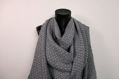 Tissu maille style tricot - motif losange - gris - photo 4/5 | So Tissus