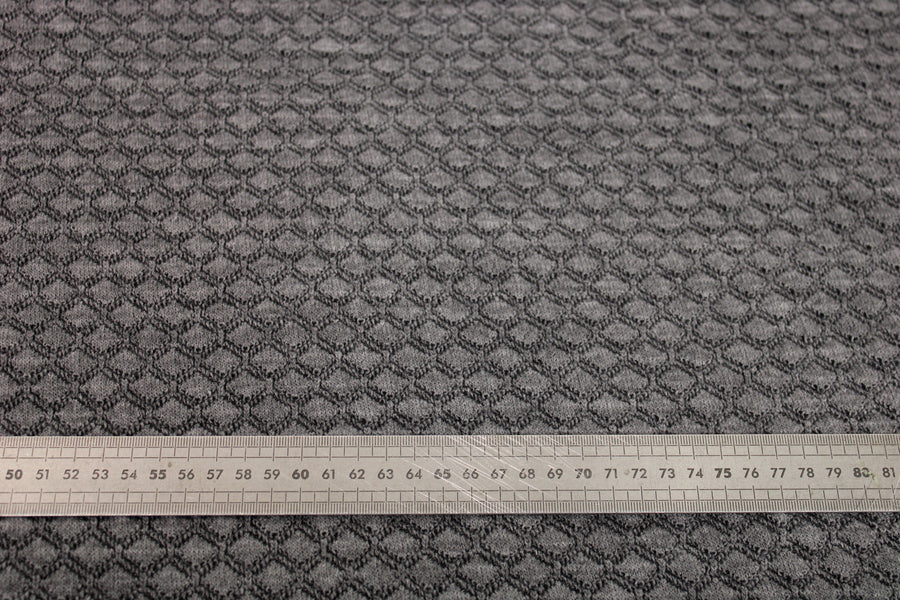 Tissu maille style tricot - motif losange - gris