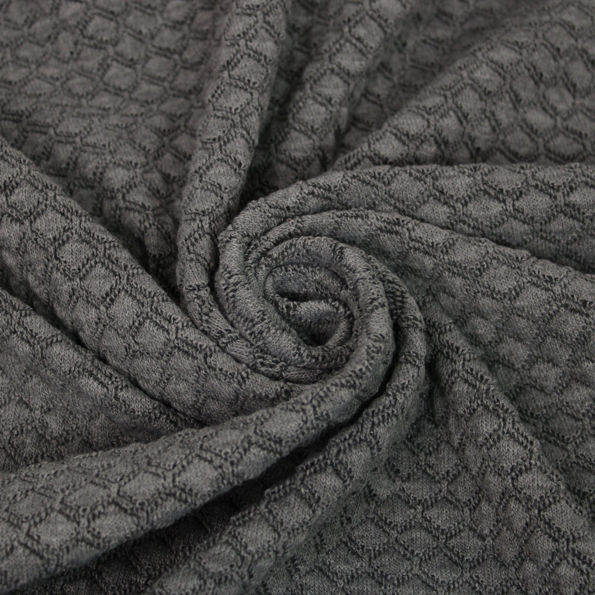 Tissu maille style tricot - motif losange - gris - photo 1/5 | So Tissus