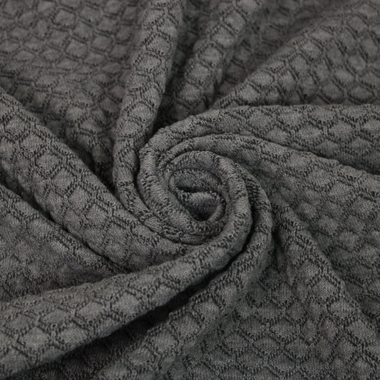 Tissu maille style tricot - motif losange - gris - photo 1/5 | So Tissus