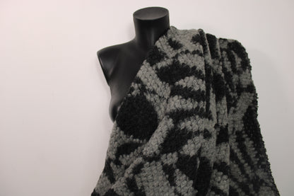 Tissu laine bouclette - noir et gris - photo 3/5 | So Tissus