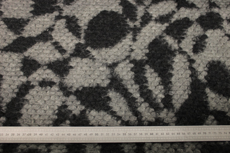 Tissu laine bouclette - noir et gris